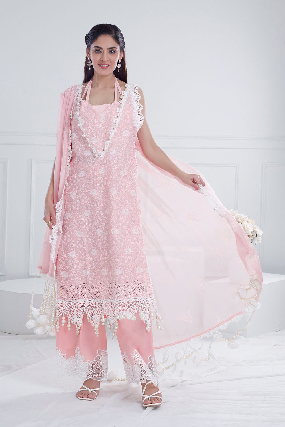 3 Piece Unstitched Schiffli Embroidered Lawn Suit with Schiffli Embroidered Chiffon Dupatta PM-52051