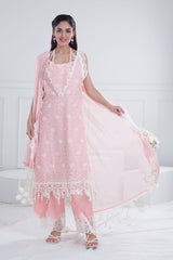 3 Piece Unstitched Schiffli Embroidered Lawn Suit with Schiffli Embroidered Chiffon Dupatta PM-52051
