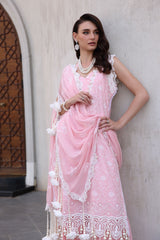 3 Piece Unstitched Schiffli Embroidered Lawn Suit with Schiffli Embroidered Chiffon Dupatta PM-52051