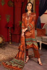 3 Piece Digital Printed Linen Unstitched Suit with Linen Jacquard Dupatta LT-32025