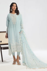 3 Piece Unstitched Embroidered Lawn Suit with Embroidered Chiffon Dupatta PM-52027