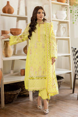 3 Piece Embroidered Lawn Unstitched Suit with Gold and Lacquer Printed Paper Cotton Dupatta SP-32003