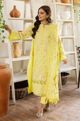 3 Piece Embroidered Lawn Unstitched Suit with Gold and Lacquer Printed Paper Cotton Dupatta SP-32003