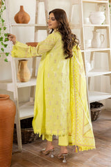 3 Piece Embroidered Lawn Unstitched Suit with Gold and Lacquer Printed Paper Cotton Dupatta SP-32003