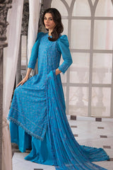 3 Piece Embroidered Paper Cotton Unstitched Suit with Sequins Embroidered Printed Chiffon Dupatta and Inner SP-42001