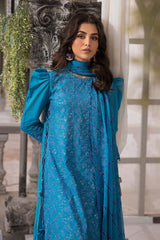 3 Piece Embroidered Paper Cotton Unstitched Suit with Sequins Embroidered Printed Chiffon Dupatta and Inner SP-42001
