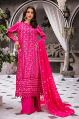 3 Piece Embroidered Lawn Unstitched Suit with Embroidered Paper Cotton Dupatta SP-42002