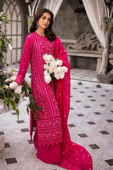 3 Piece Embroidered Lawn Unstitched Suit with Embroidered Paper Cotton Dupatta SP-42002
