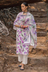 3 Piece Unstitched Printed Lawn Suit with Lurex Chiffon Dupatta SP-42009
