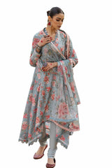 3 Piece Unstitched Printed Lawn Suit with Lurex Chiffon Dupatta SP-42012