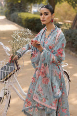 3 Piece Unstitched Printed Lawn Suit with Lurex Chiffon Dupatta SP-42012