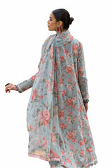 3 Piece Unstitched Printed Lawn Suit with Lurex Chiffon Dupatta SP-42012