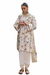 3 Piece Unstitched Printed Lawn Suit with Lurex Chiffon Dupatta SP-42013