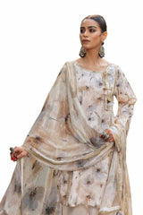 3 Piece Unstitched Printed Lawn Suit with Lurex Chiffon Dupatta SP-42013