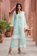 3 Piece Lacquer Printed Embroidered Lawn Unstitched Suit with Lacquer Printed Paper Cotton Dupatta SP-42018