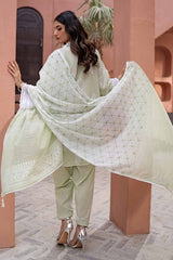 3 Piece Lacquer Printed Embroidered Lawn Unstitched Suit with Lacquer Printed Paper Cotton Dupatta SP-42019