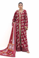 3 Piece Unstitched Gold Printed Polyestor Suit with Printed Sequins Stripe Dupatta  SP-42046