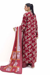 3 Piece Unstitched Gold Printed Polyestor Suit with Printed Sequins Stripe Dupatta  SP-42046