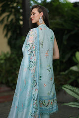 3 Piece Digital Printed Embroidered Lawn Unstitched Suit with Digital Print Tissue Silk Dupatta SSM-42009