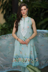 3 Piece Digital Printed Embroidered Lawn Unstitched Suit with Digital Print Tissue Silk Dupatta SSM-42009