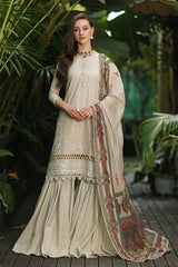 3 Piece Embroidered Lawn Unstitched Suit with Digital Printed Tissue Silk Dupatta SSM-42011