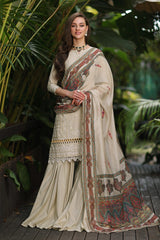 3 Piece Embroidered Lawn Unstitched Suit with Digital Printed Tissue Silk Dupatta SSM-42011