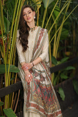 3 Piece Embroidered Lawn Unstitched Suit with Digital Printed Tissue Silk Dupatta SSM-42011
