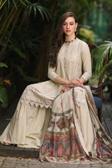 3 Piece Embroidered Lawn Unstitched Suit with Digital Printed Tissue Silk Dupatta SSM-42011