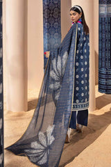 3 Piece Unstitched Printed Lawn Suit with Zari Stripe Dupatta ST-42001
