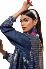 3 Piece Unstitched Printed Lawn Suit with Zari Stripe Dupatta ST-42001