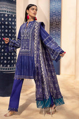3 Piece Unstitched Printed Lawn Suit with Zari Stripe Dupatta ST-42003