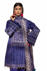 3 Piece Unstitched Printed Lawn Suit with Zari Stripe Dupatta ST-42003