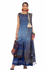 3 Piece Unstitched Printed Lawn Suit with Zari Stripe Dupatta ST-42006