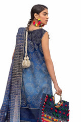 3 Piece Unstitched Printed Lawn Suit with Zari Stripe Dupatta ST-42006