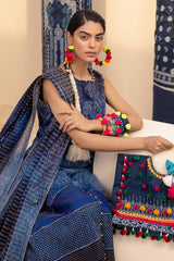 3 Piece Unstitched Printed Lawn Suit with Zari Stripe Dupatta ST-42006
