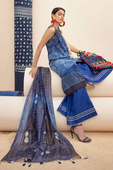 3 Piece Unstitched Printed Lawn Suit with Zari Stripe Dupatta ST-42006