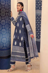 3 Piece Unstitched Embroidered Printed Lawn Suit with Zari Stripe Dupatta  ST-42007