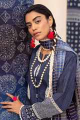 3 Piece Unstitched Embroidered Printed Lawn Suit with Zari Stripe Dupatta  ST-42007