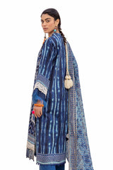 3 Piece Unstitched Printed Lawn Suit with Zari Stripe Dupatta ST-42008