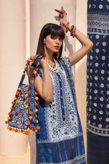 3 Piece Unstitched Printed Lawn Suit with Zari Stripe Dupatta ST-42009