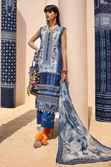 3 Piece Unstitched Printed Lawn Suit with Zari Stripe Dupatta ST-42009
