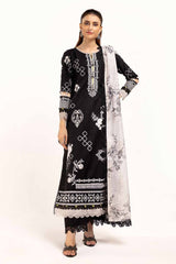 3 Piece Unstitched Embroidered Khaddar Suit with Printed Zari Jacquard Dupatta ST-42010