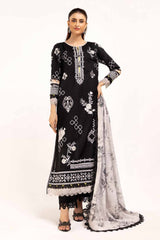 3 Piece Unstitched Embroidered Khaddar Suit with Printed Zari Jacquard Dupatta ST-42010