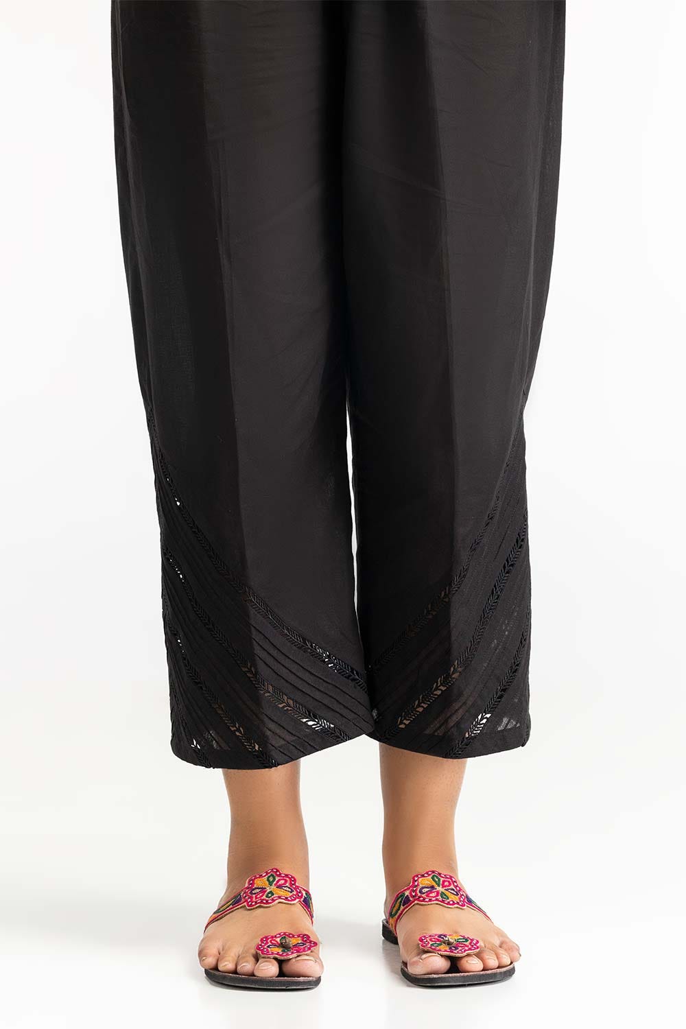 Black Dyed Cambric Embelished Trouser TR-24-04