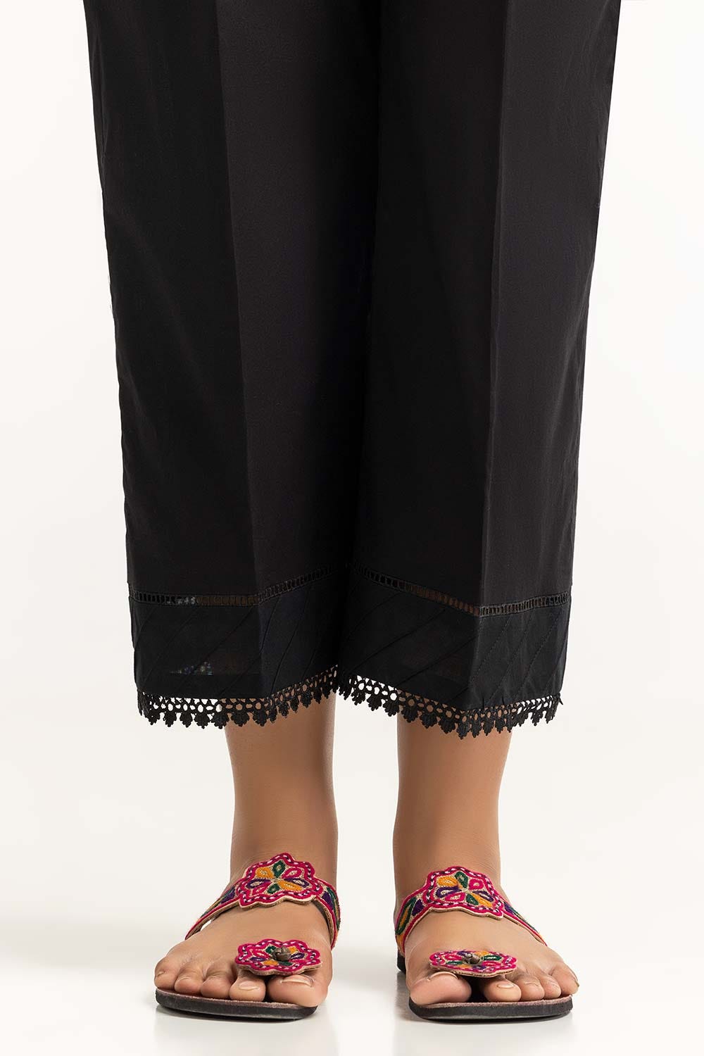 Black Dyed Cambric Embelished Trouser TR-24-05