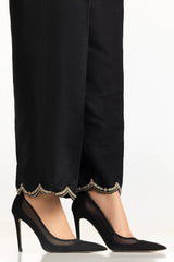 Black Rawsilk Embroidered Trouser TR-24-25