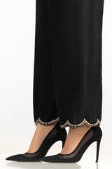 Black Rawsilk Embroidered Trouser TR-24-25