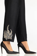Black Rawsilk Embroidered Trouser TR-24-30