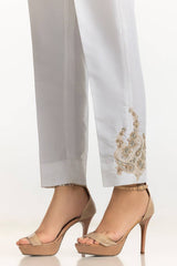 Black Rawsilk Embroidered Trouser TR-24-30