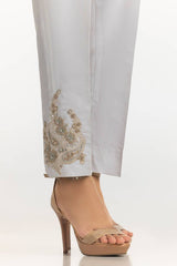 Black Rawsilk Embroidered Trouser TR-24-30